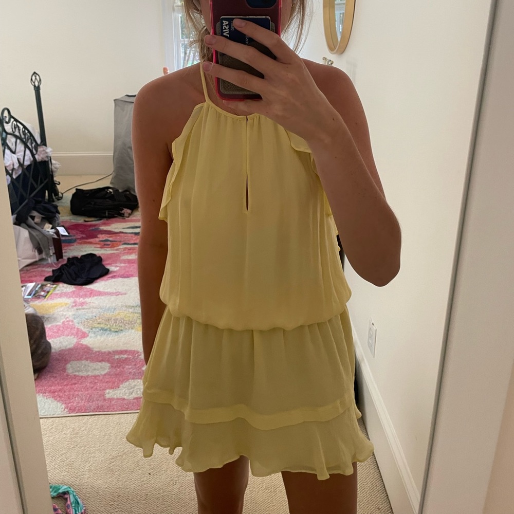 Parker Yellow Smocked Waist Mini Dress